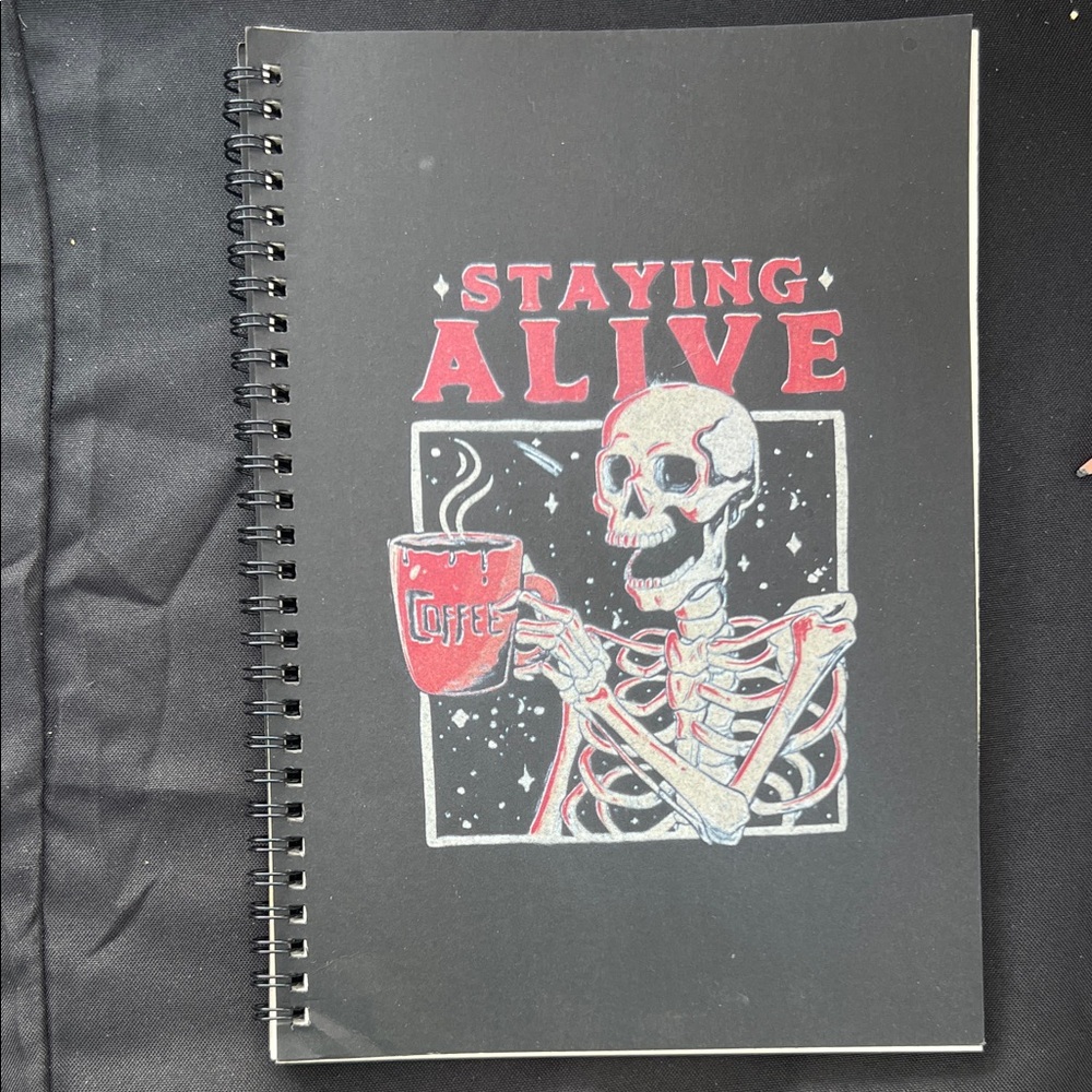 Staying Alive Spiral Notebook - Black and Red